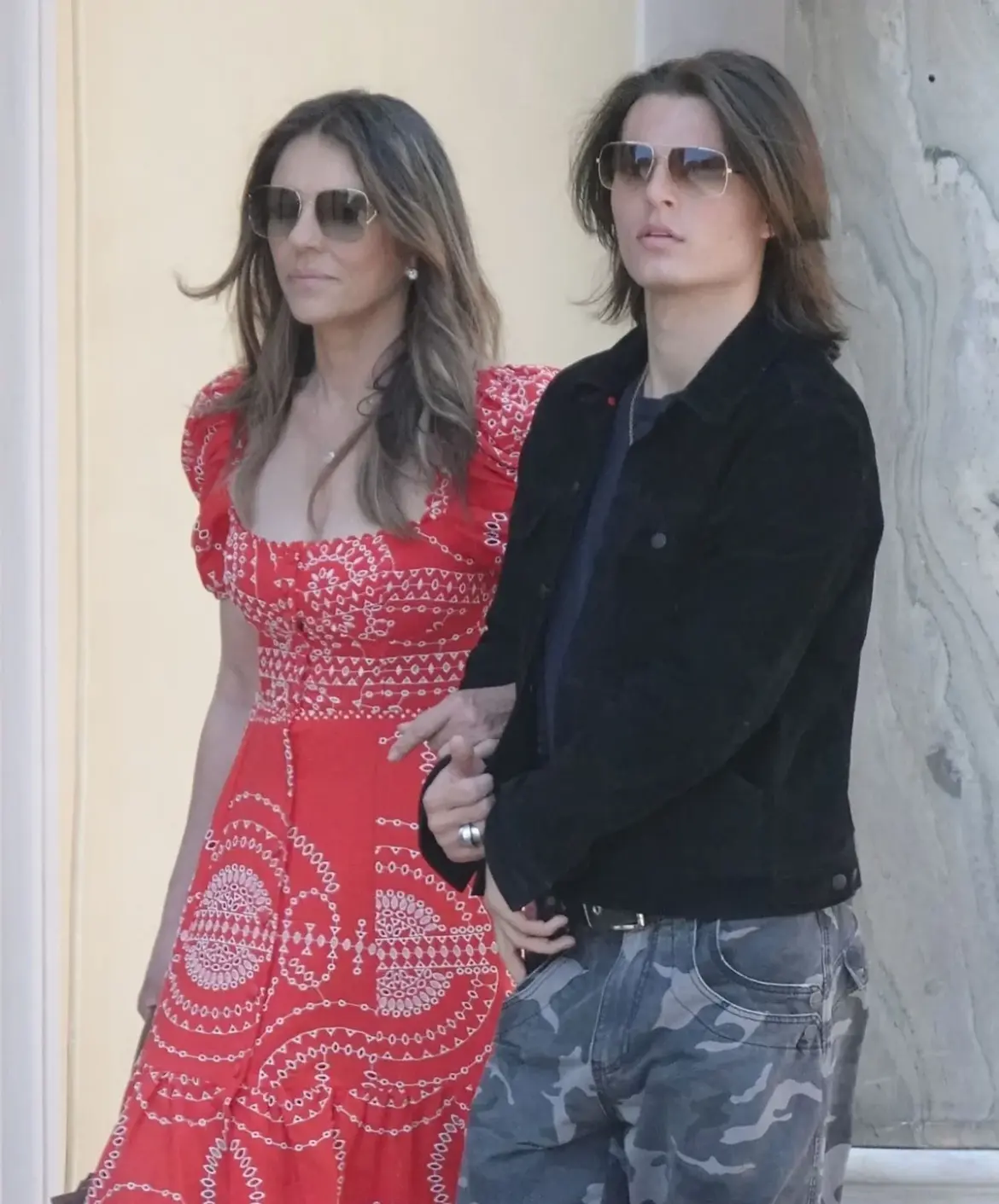 Elizabeth Hurley and Son Damian Explore Via del Babbuino in Rome 05-25-25