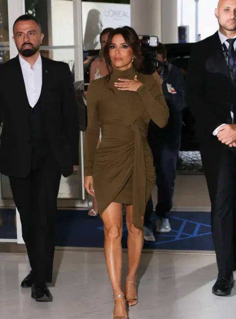 In the Spotlight: Eva Longoria Stuns in Green Dress at Martinez Hotel in Cannes 05-14-25