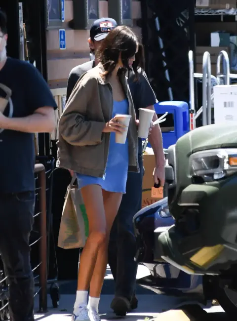 Kaia Gerber Stuns in Leggy Blue Dress During Outing with Lewis Pullman in Los Angeles 05-09-25