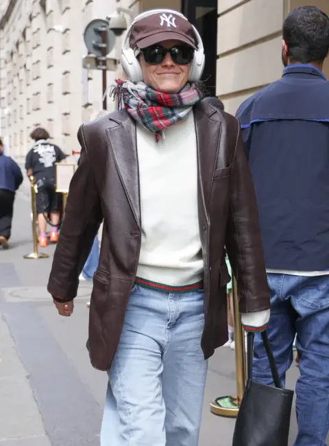 Emma Watson Stuns in Brown Leather Jacket and Jeans on Paris Streets 06-08-2025