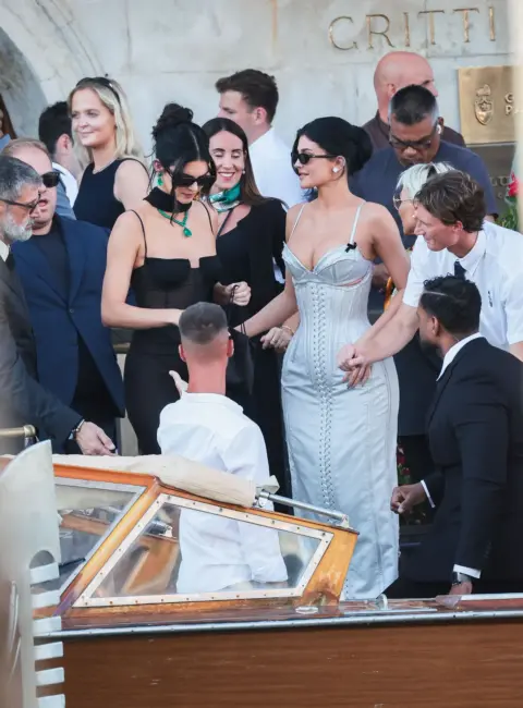 Kendall & Kylie Jenner Arriving at Jeff Bezos Wedding in Venice 06-27-25
