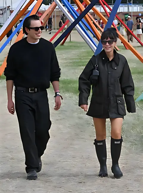 Lily Allen and Marco Capaldo are Seen on Day Two of the Glastonbury Festival 2025 in Glastonbury, England 06-28-25