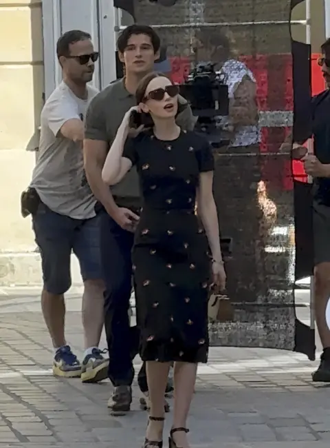 Lily Collins Spotted Filming Season 5 of ‘Emily in Paris’ 06-18-25