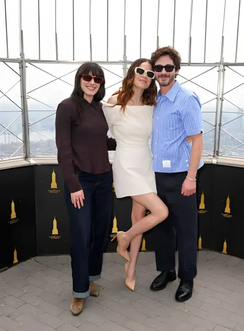 Molly Gordon, Logan Lerman And Sophie Brooks Visit the Empire State Building to Celebrate OH,HI! Premiere 06-13-25