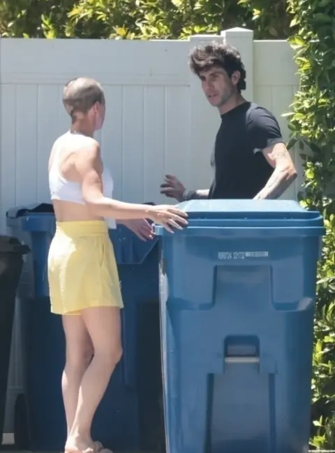 Teddi Mellencamp Caught in Action Bringing in the Trash Bins at Her Encino Residence 06-16-25