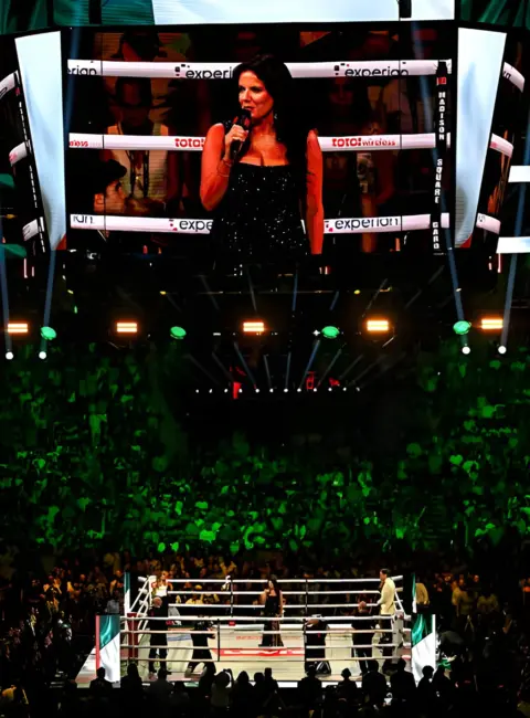 Cathy Maguire WOWS the Crowd at Madison Square Garden Before the Taylor vs. Serrano Super Lightweight Championship Fight 07-11-25