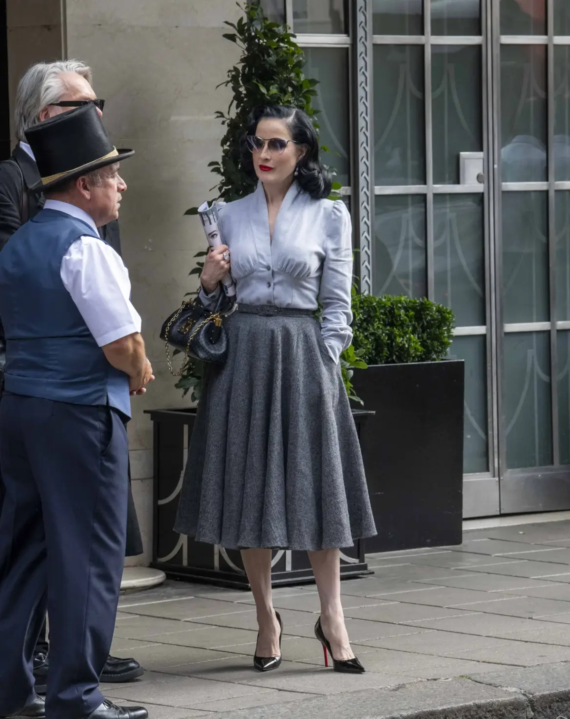 Dita Von Teese Lunches in London with Fashion Illustrator David Downton 07-09-25