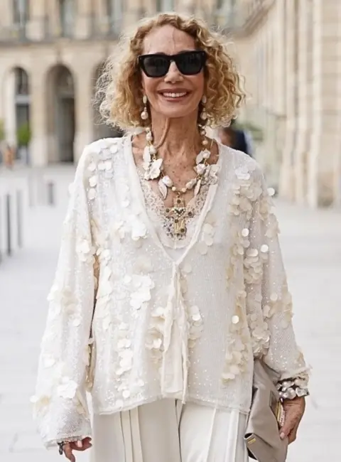Marisa Berenson Turns Heads in a White Ensemble on the Streets of Paris 07-02-25