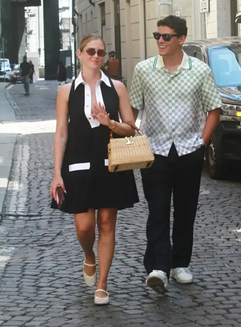 Valentina Ferragni and Matteo Napoletano Caught in a Sweet Moment as they Stroll Through the Fashion District 07-02-25