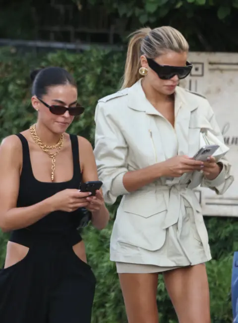 Brooks Nader and Sarah Jane Nader Turn Heads in Golden Ensembles at Sunset Towers 08-21-2025