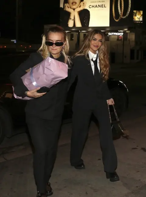 Chrishell Stause and G Flip Arrive at Cara Delevingne’s Birthday Party at Bar Marmont in Los Angeles 08-05-2025