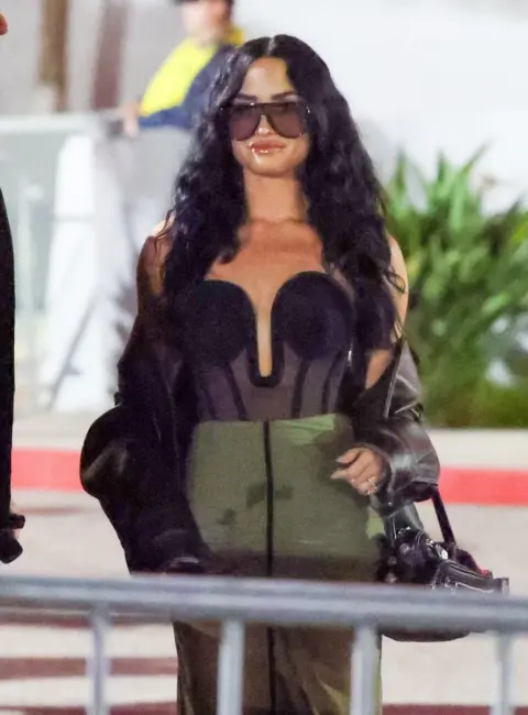 Demi Lovato Turns Heads in Striking Bustier Outfit Exiting Lady Gaga’s Kia Forum Show in LA 08-01-2025