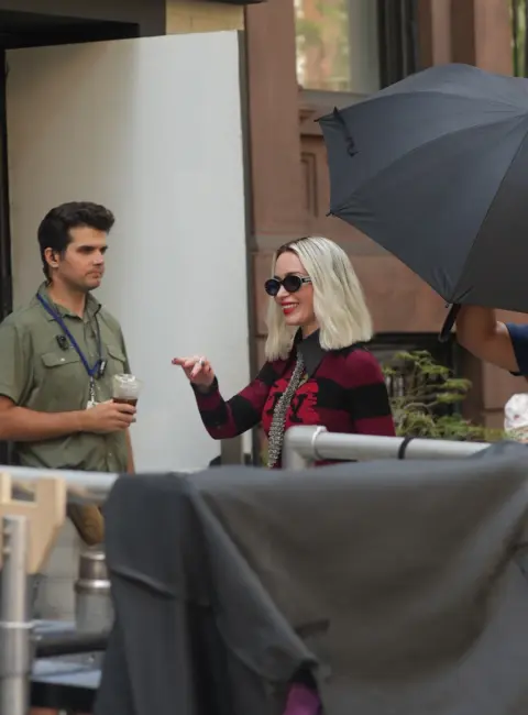 Emily Blunt Takes a Quick Breather on Set 08-14-2025