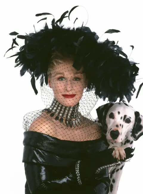 Glenn Close – Channels Cruella De Vil in Photoshoot Inspired by 101 Dalmatians 1996