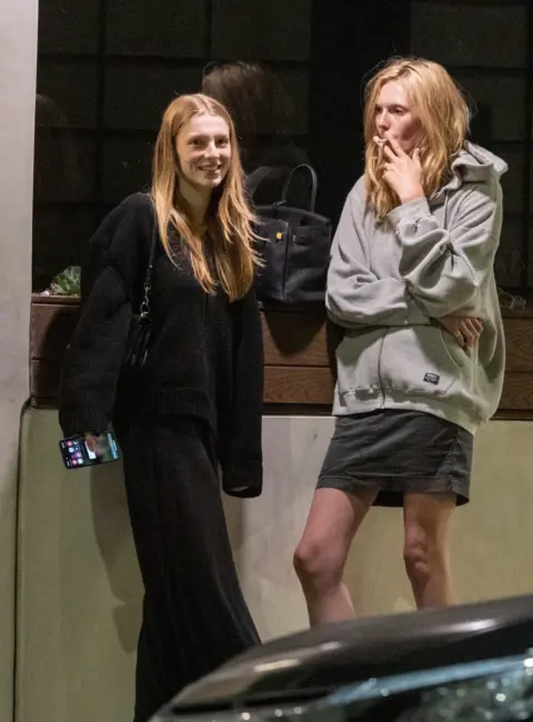 Hunter Schafer with Model Alex Consani at Matsuhisa in Beverly Hills 08-15-2025