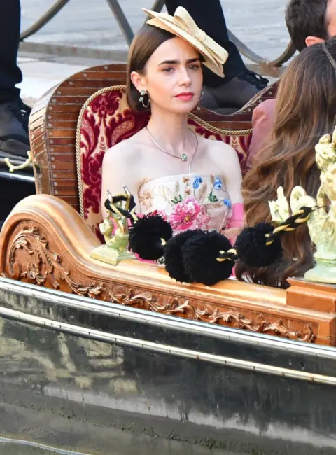 Lily Collins and Cast Explore Venice Canals for ‘Emily in Paris’ Season Filming 08-23-2025