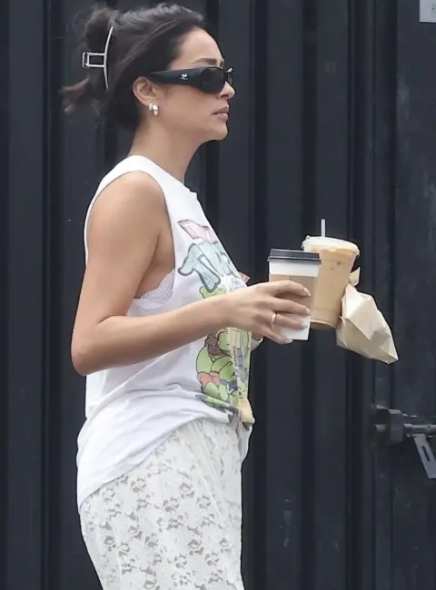Shay Mitchell Makes a Coffee Run in LA 08-23-2025