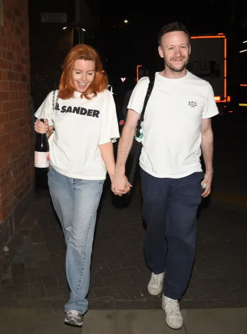Stacey Dooley and Kevin Clifton Spotted Exiting The Palace Theatre After Ghost Story Performance in Manchester 08-16-2025