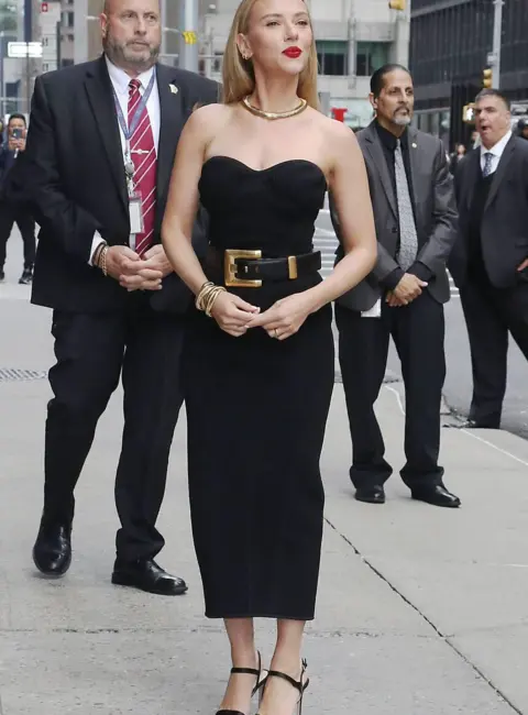 Scarlett Johansson Seen at The Late Show with Stephen Colbert in New York City 09-22-2025