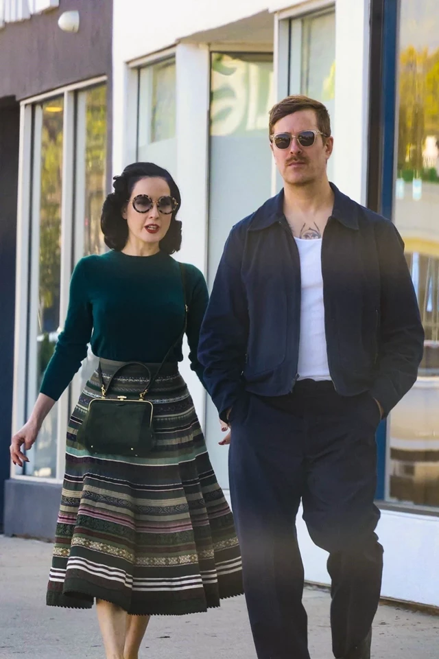 Dita Von Teese and Adam Rajcevich’s Stylish Lunch Date at Petit Trois in Sherman Oaks 10-26-2025