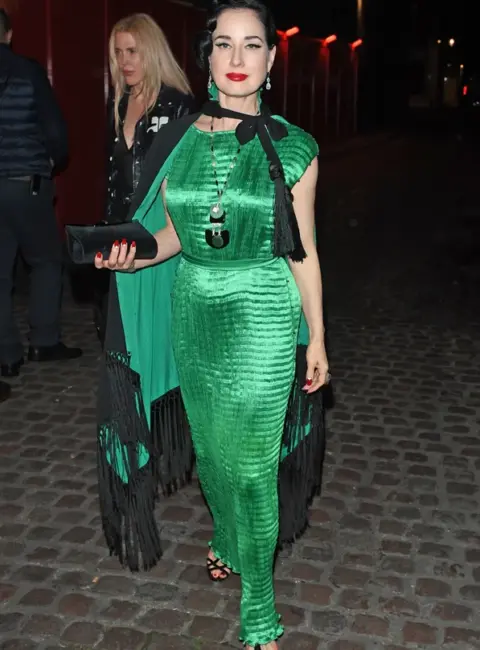 Dita Von Teese Seen Leaving Chiltern FIrehouse Private Members Club in London 09-20-2025