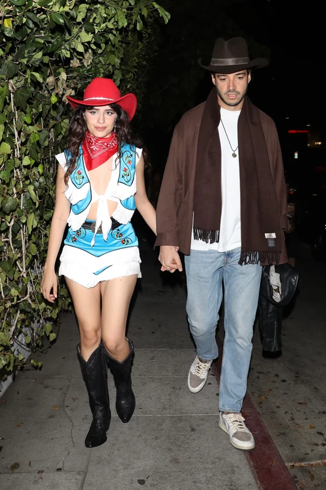 Camila Cabello and Henry Junior Chalhoub Arrive in Cowboy Style for Halloween Party in Los Angeles 10-31-2025
