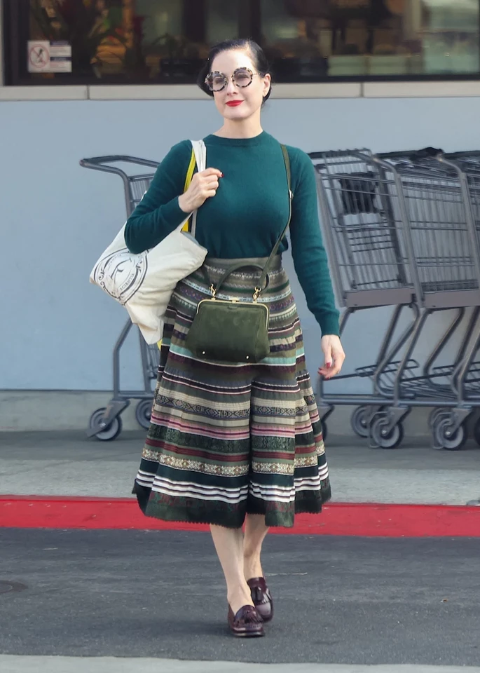 Dita Von Teese Shops at Lazy Acres in Los Angeles 10-31-2025