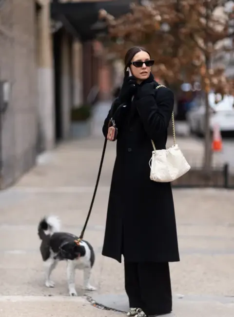 Nina Dobrev Spotted Strolling with Her Dog in Greenwich Village, NYC 11-13-2025