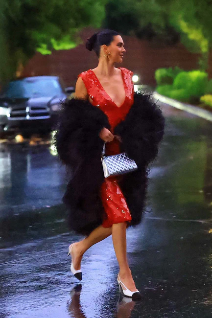 Kendall Jenner Rocks a Bold Red Dress for a Festive Christmas Eve Outing in Los Angeles 12-24-2025