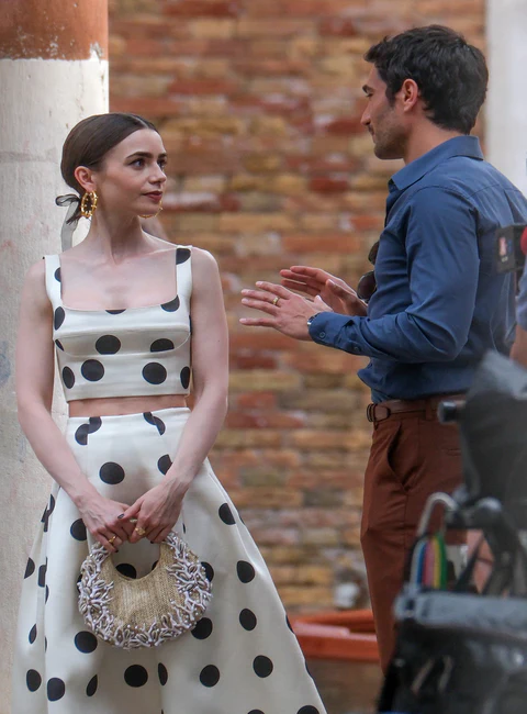 Lily Collins Filming ‘Emily in Paris’ in Venice, Italy 08-20-2025